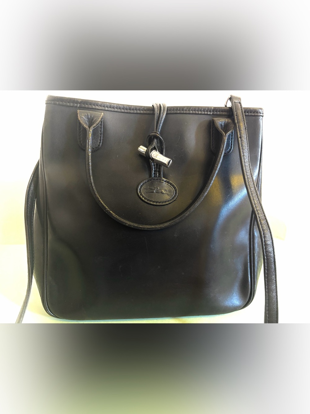 Longchamp Black Leather Tote with Toggle Detail - Picture 2 of 7